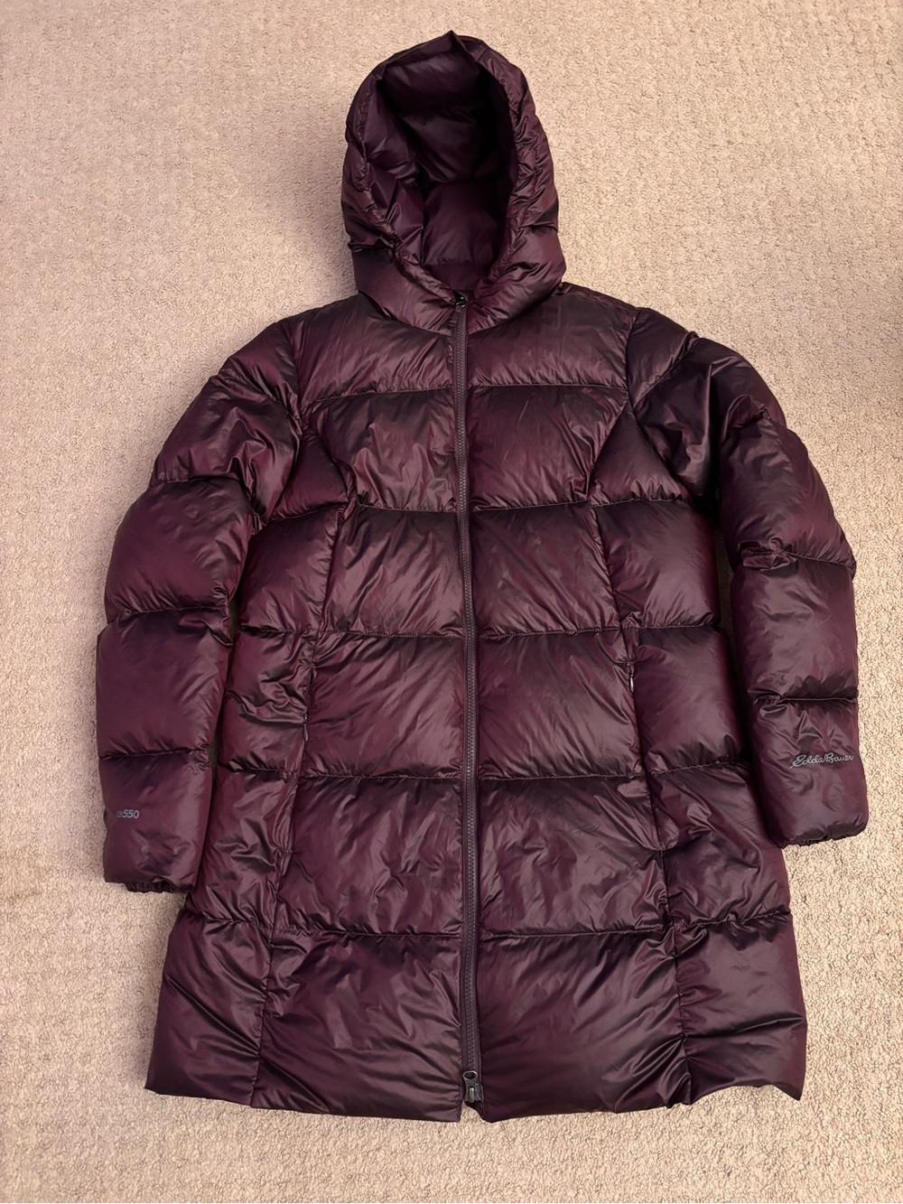 Eddie Bauer Luna Peak Down Parka Womens L Jacket Quilted Puffer EB550 Purple